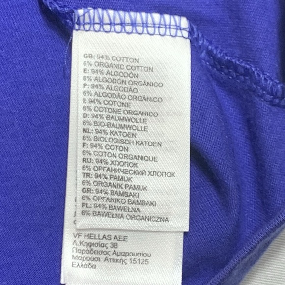 The North Face Women L Short Sleeve V-Neck Purple Tee Shirt Pink Spellout Cotton - Picture 6 of 7